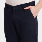 Men's 100% Cotton Slim Fit Casual Trousers, Navy Blue, small image number null