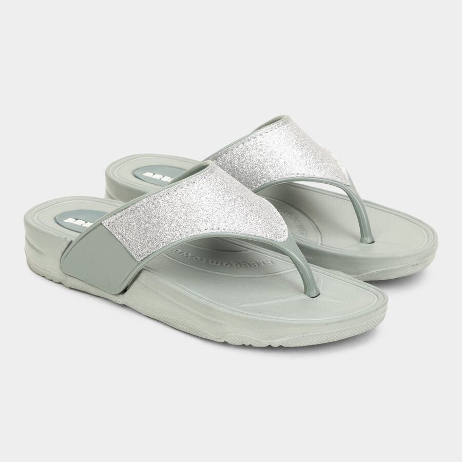 Womens Moulded Sliders, Green, large image number null