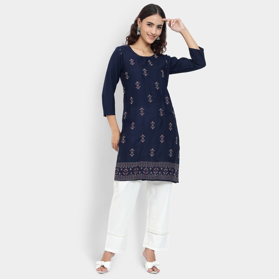 Ladies' Kurta, नेवी ब्लू, large image number null