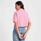 Printed Crop Length Shirt, Light Pink, small image number null
