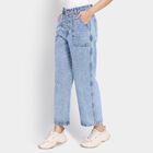 Ladies' 100% Cotton Jeans, Mid Blue, small image number null