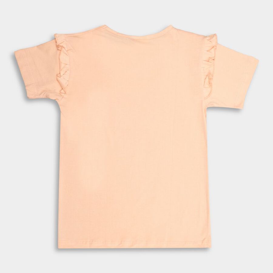 Girls' Cotton T-Shirt, Peach, large image number null