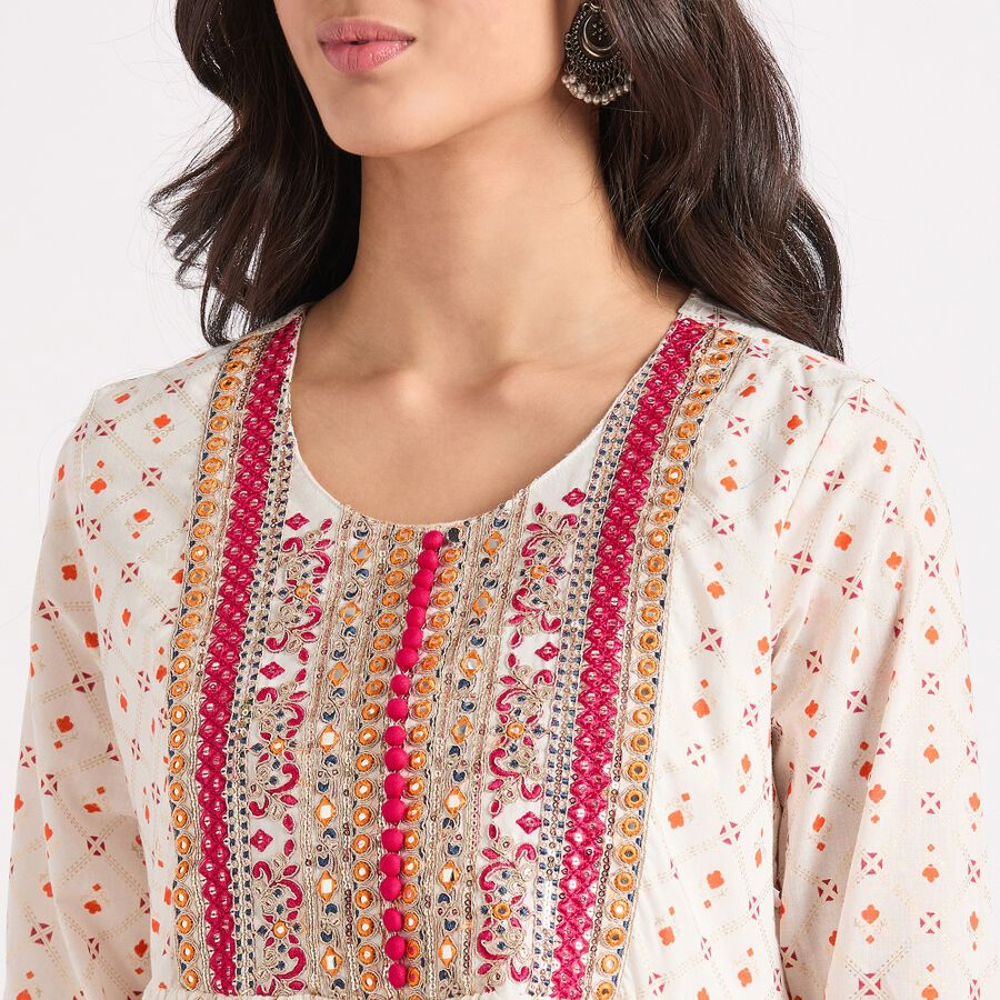 Ladies' Cotton Kurta, ऑफ व्हाइट, large image number null