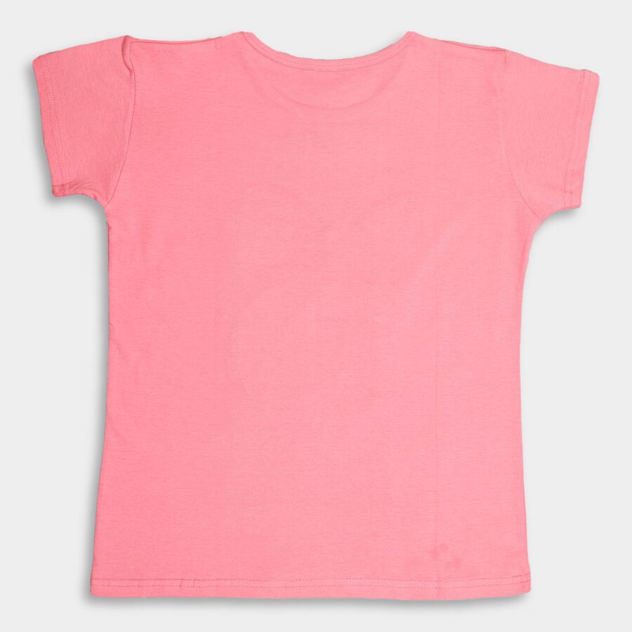 Girls' Cotton T-Shirt, गुलाबी, large image number null