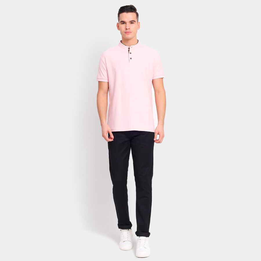 Men's Cotton Collared Half Sleeves T-Shirt, Pink, large image number null