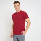 Men's Round Neck Half Sleeves T-Shirt, Maroon, small image number null