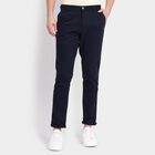 Men's 100% Cotton Slim Fit Casual Trousers, Navy Blue, small image number null