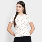 Ladies' Round Neck T-Shirt, सफ़ेद, small image number null