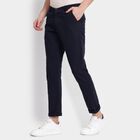 Men's 100% Cotton Slim Fit Casual Trousers, Navy Blue, small image number null