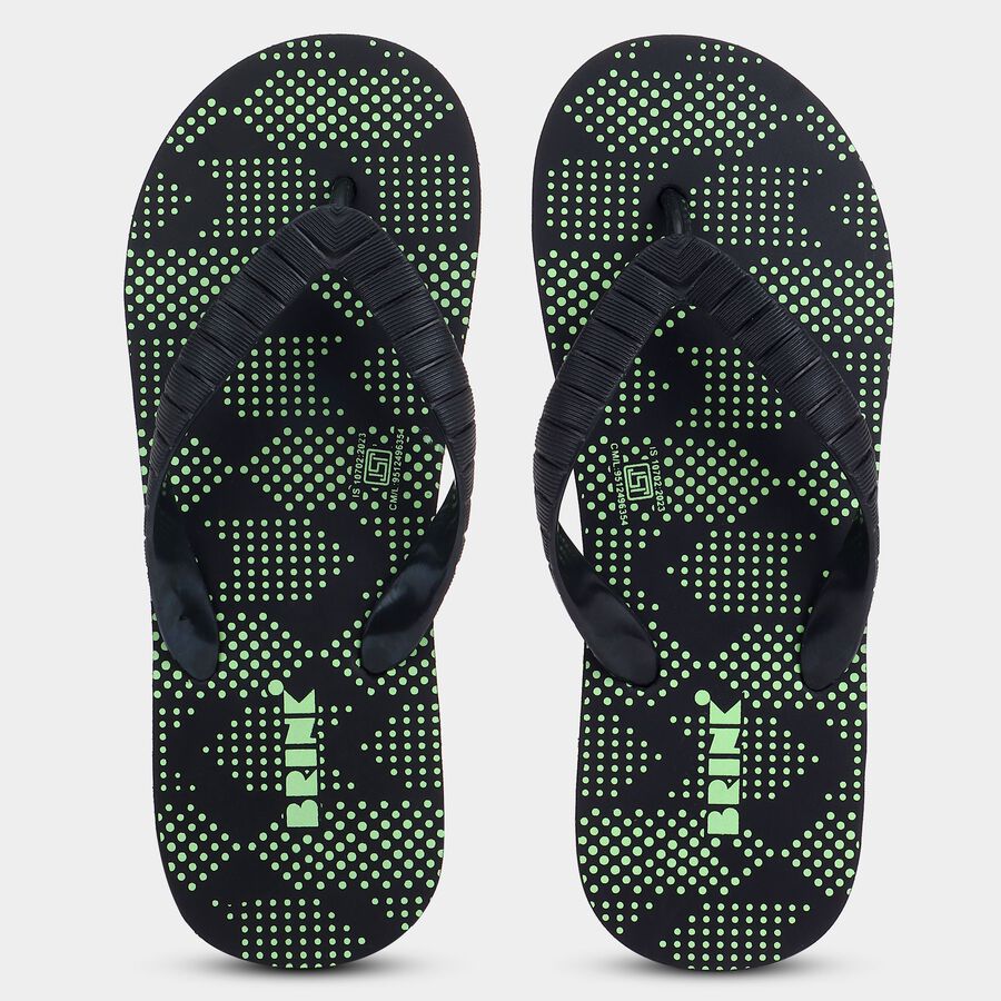 Men's Printed Slippers, Green, large image number null