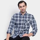 Men's 100% Cotton Casual Shirt, Dark Blue, small image number null