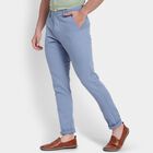 Men's 100% Cotton Slim Fit Casual Trousers, Light Blue, small image number null