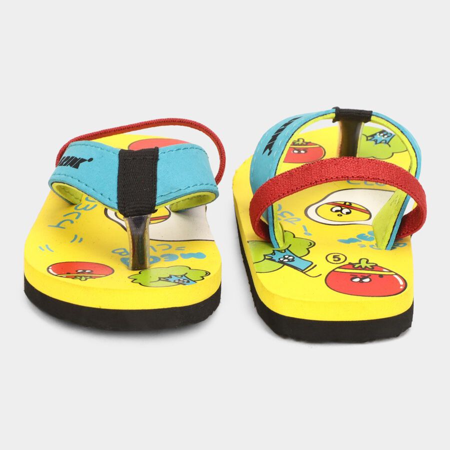 Kids Printed Flip Flops, Yellow, large image number null