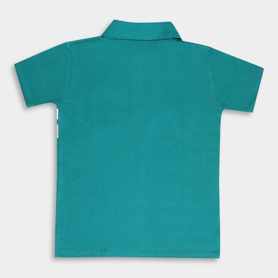 Boys' Cotton T-Shirt, गहरा हरा, large image number null