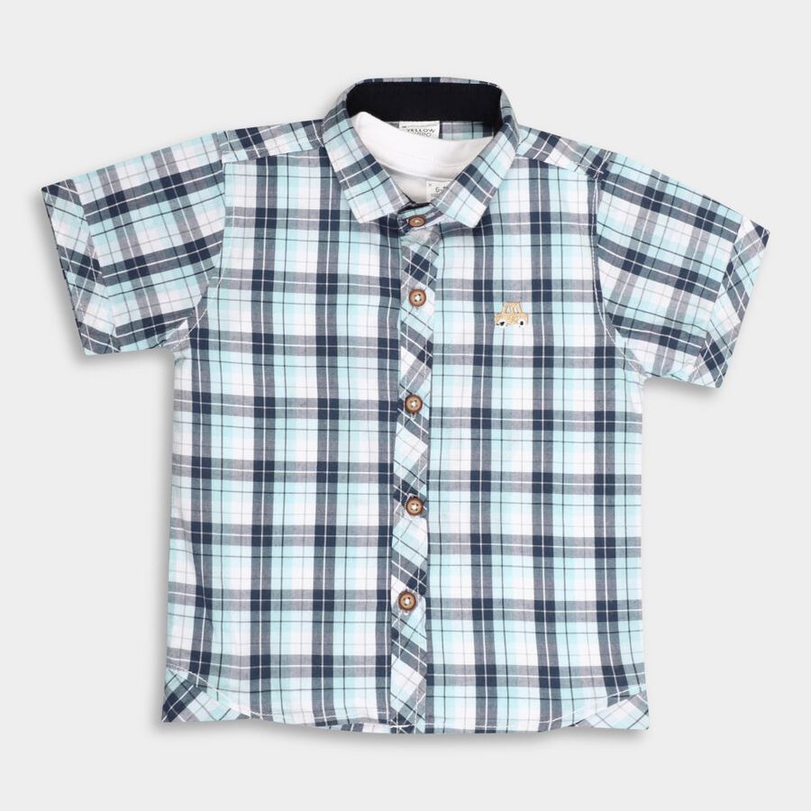 Infants' Cotton Shirt, मध्यम नीला, large image number null