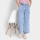 Ladies' 100% Cotton Jeans, Mid Blue, small image number null