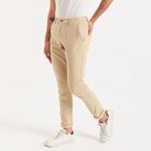 Men's 100% Cotton Slim Fit Casual Trousers, Beige, small image number null