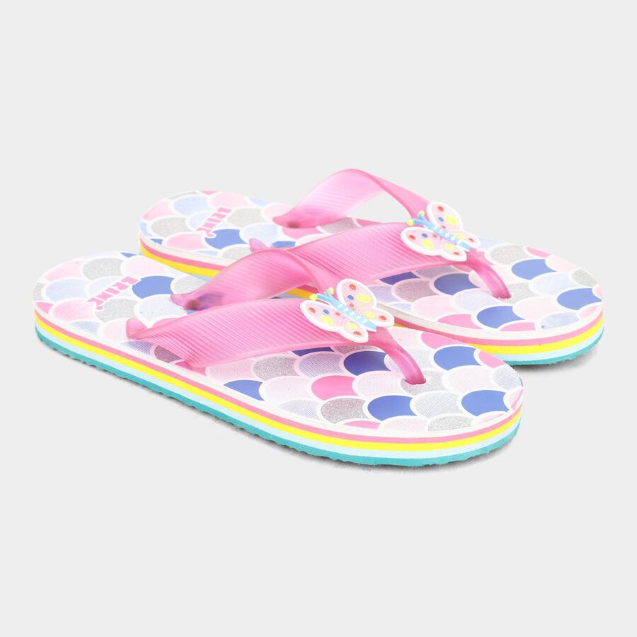 Kids' Print Slippers, Pink, large image number null