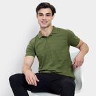 Men's Collared Half Sleeves T-Shirt, ओलिव, small image number null