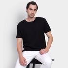 Men's Round Neck Half Sleeves T-Shirt, काला, small image number null