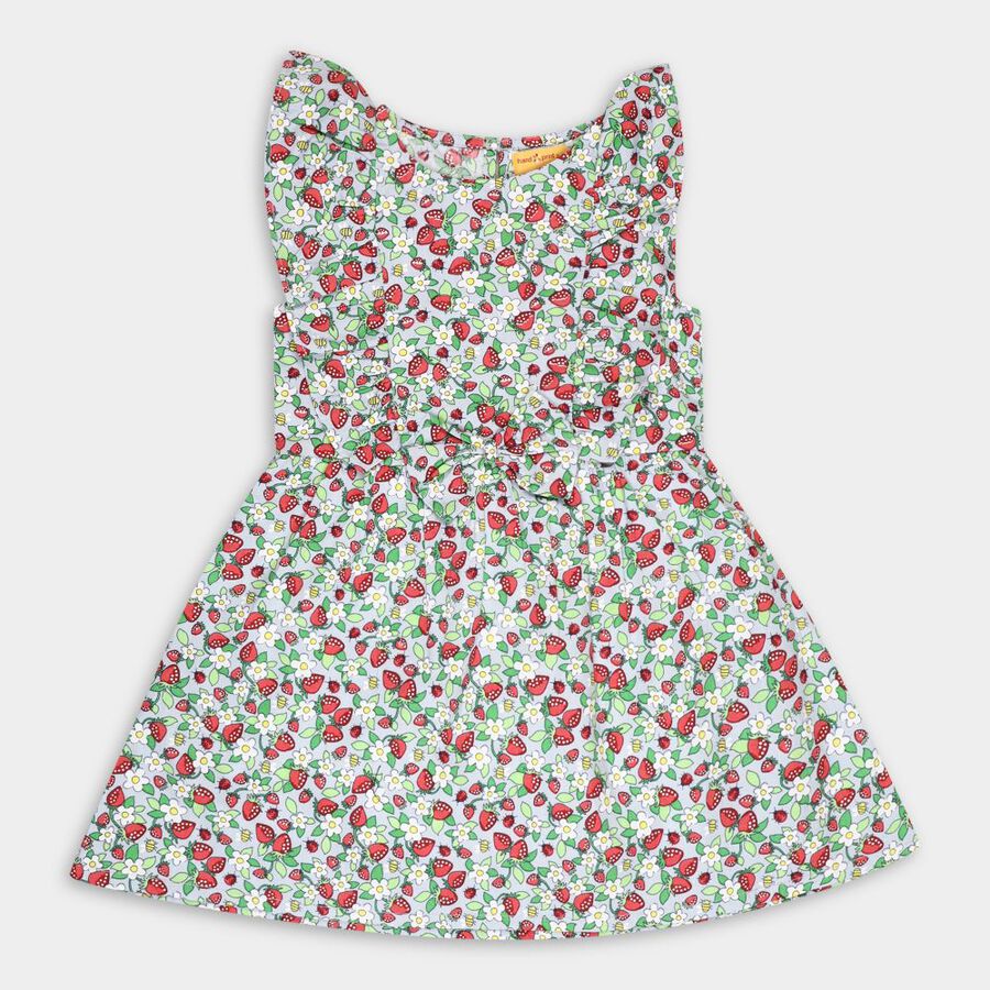 Girls' Cotton Frock, Light Blue, large image number null
