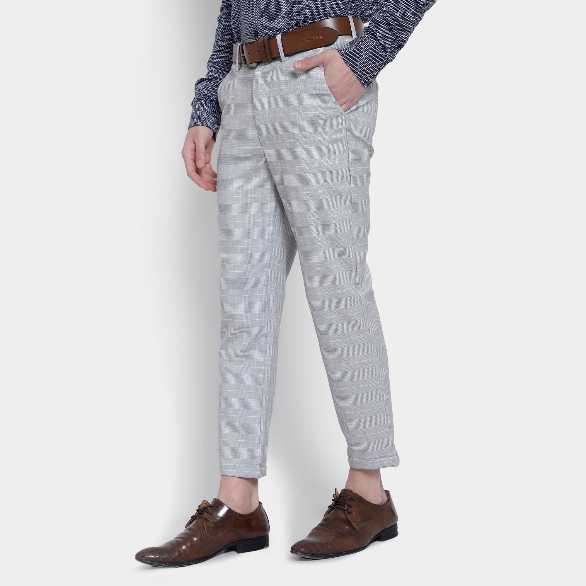 Buy Checked Slim Fit Trousers with Flexible Waist Online at Best Prices in  India  JioMart