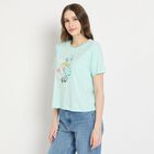 Ladies' Round Neck T-Shirt, नीला, small image number null