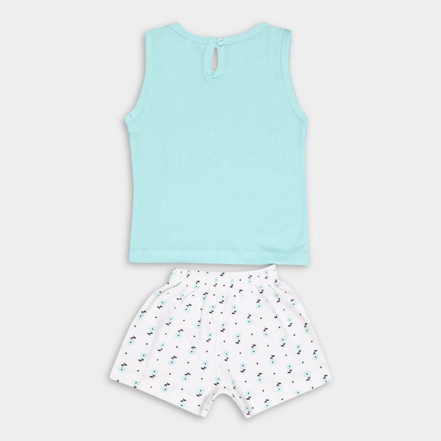 Infant Girl's Cotton Short Set, Aqua, large image number null