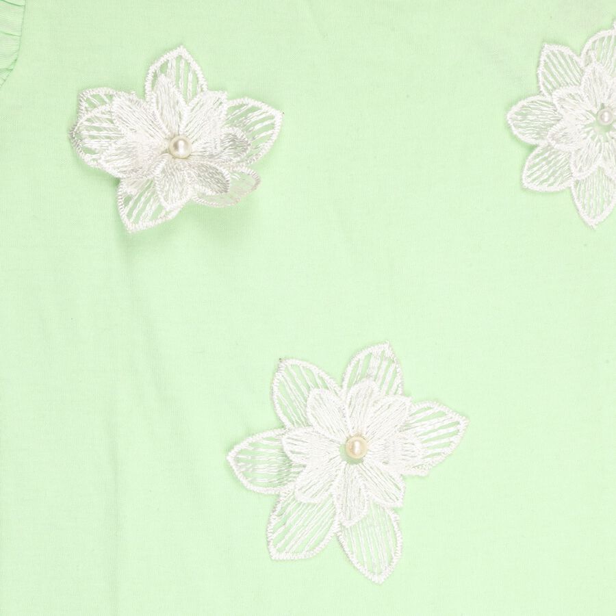 Girls' Cotton T-Shirt, हल्का हरा, large image number null