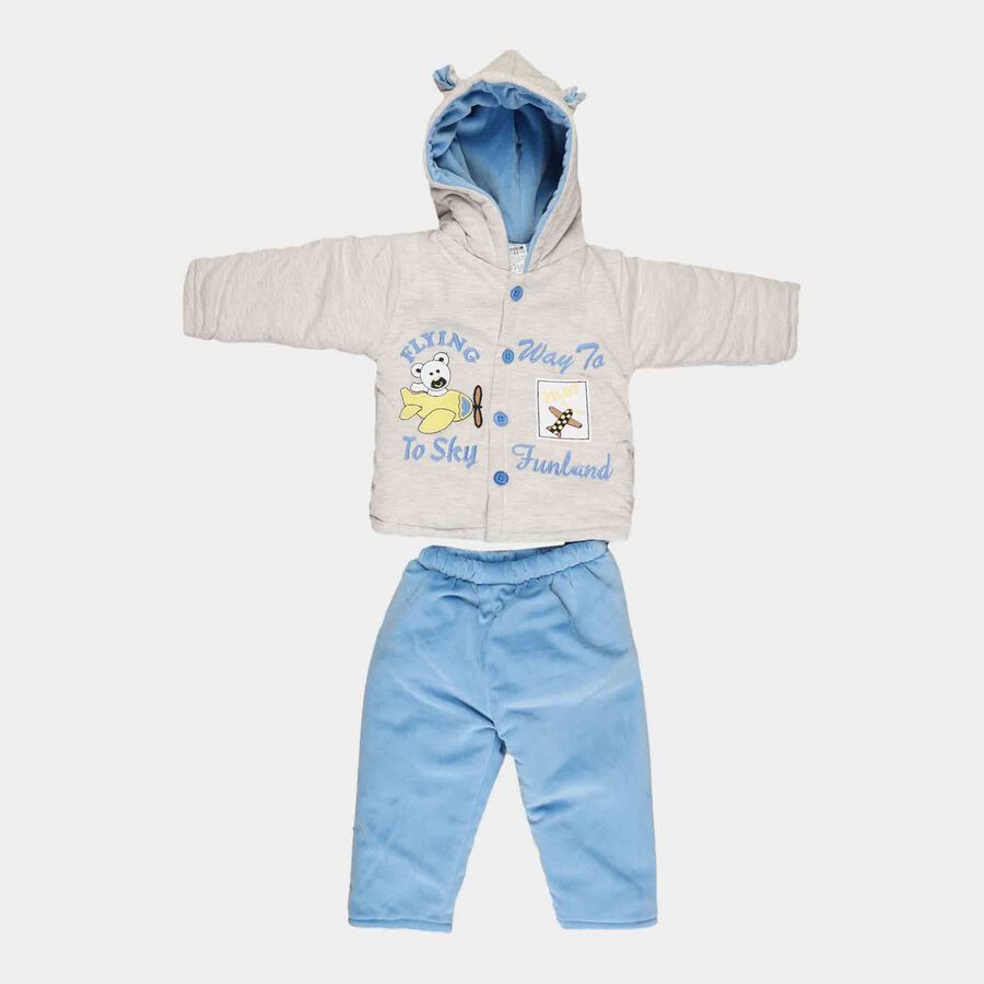 Infant Boy's Cotton Baba Suit, Mid Blue, large image number null