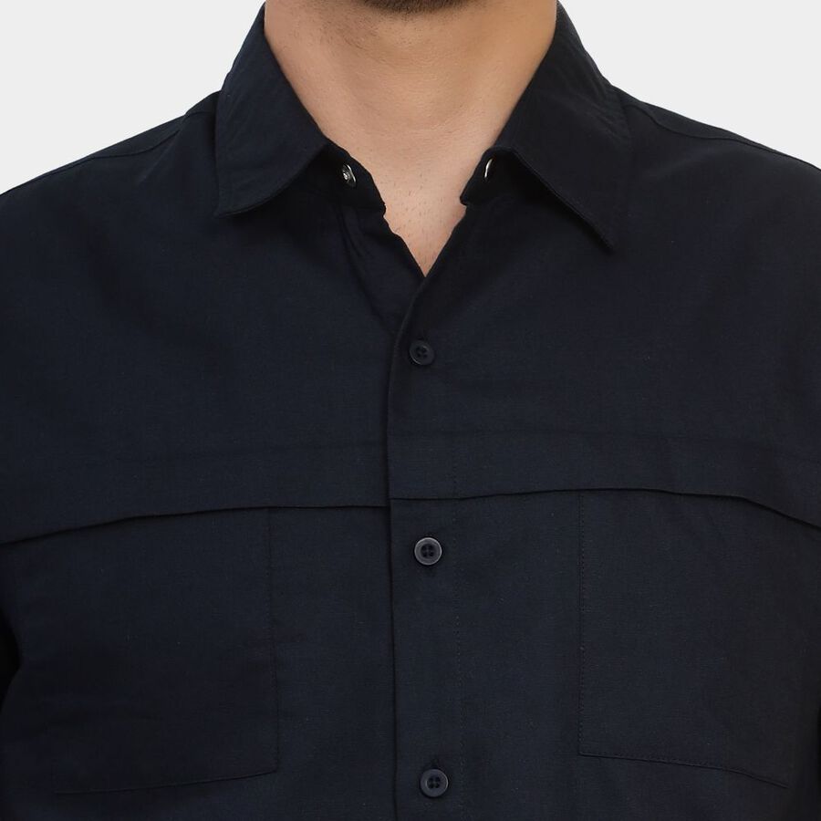 Men's 100% Cotton Casual Shirt, Navy Blue, large image number null