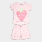 Girls' Cotton Short Set, Light Pink, small image number null