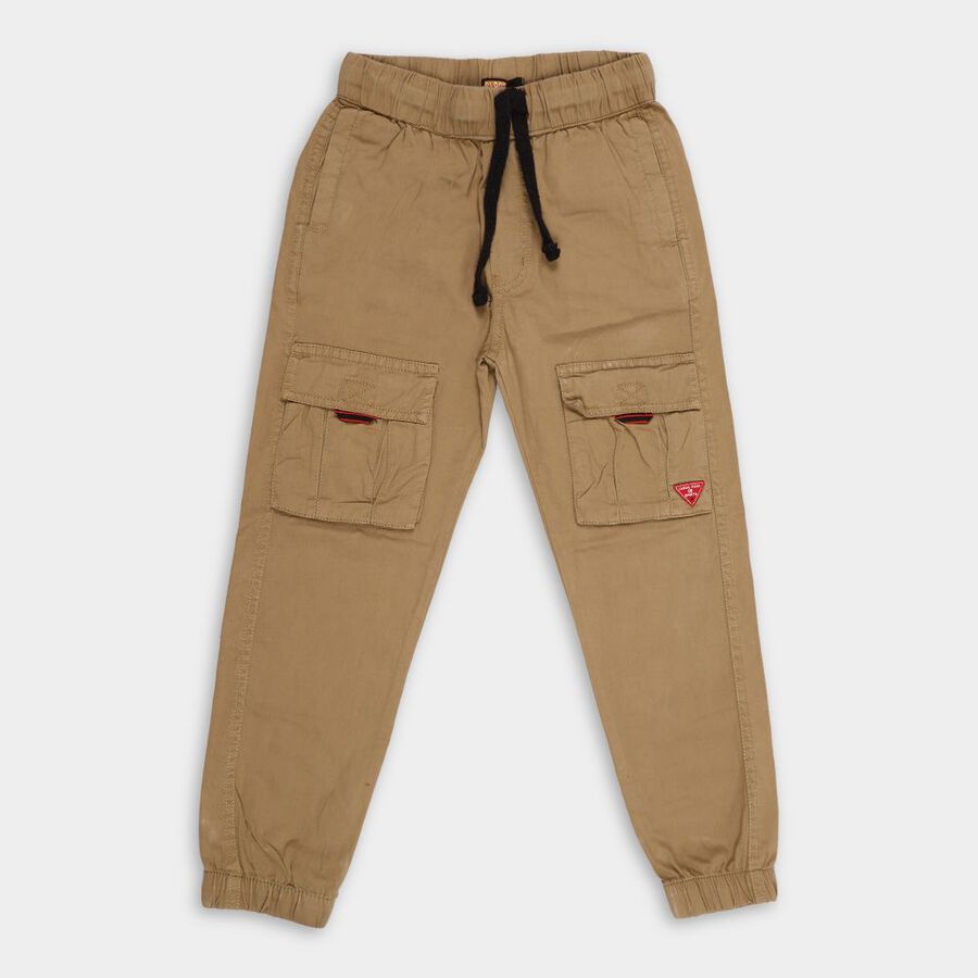 Boys' Cotton Trousers, Olive, large image number null