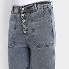 Ladies' 100% Cotton Jeans, Dark Grey, small image number null