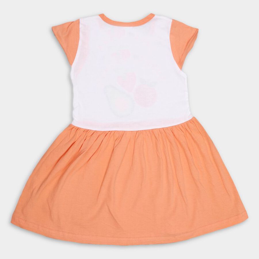 Girls' Cotton Frock, पीच, large image number null