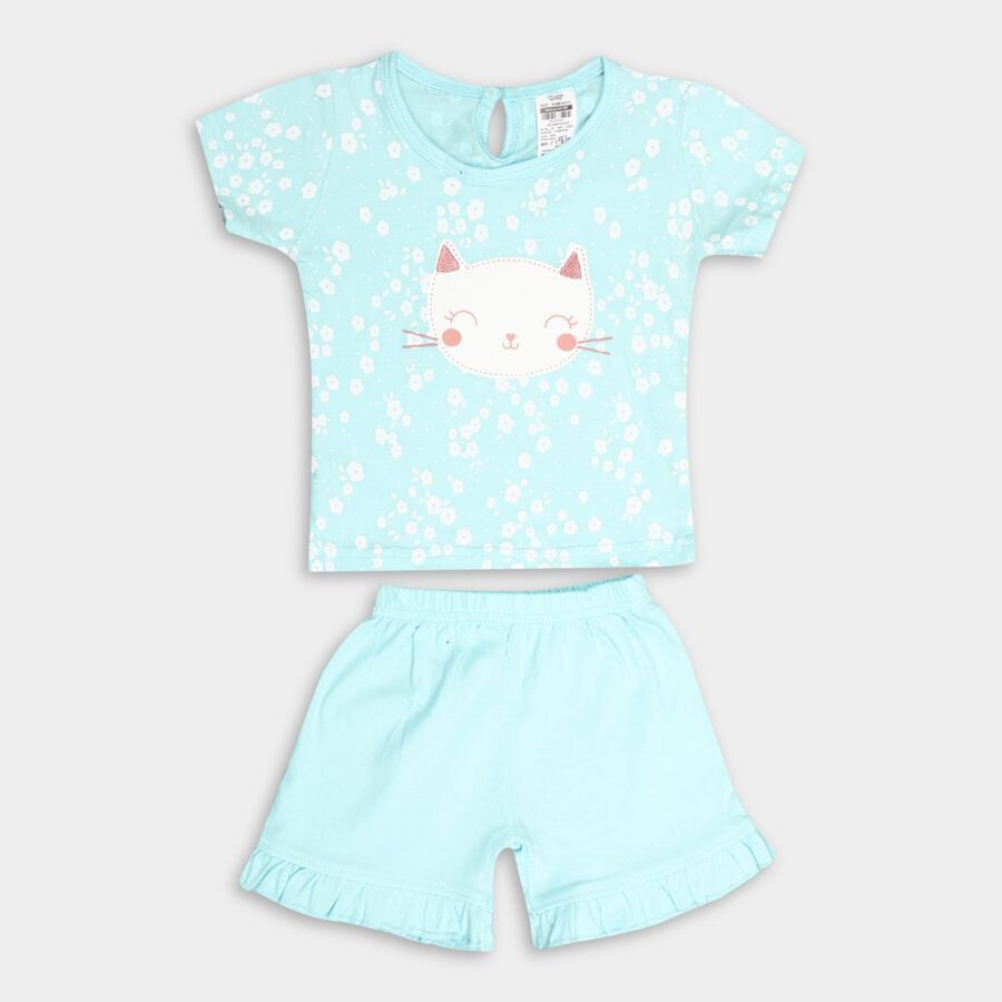 Infants' Cotton Short Set, एक्वा, large image number null