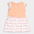 Infant Girl's Cotton Frock, Peach, small image number null