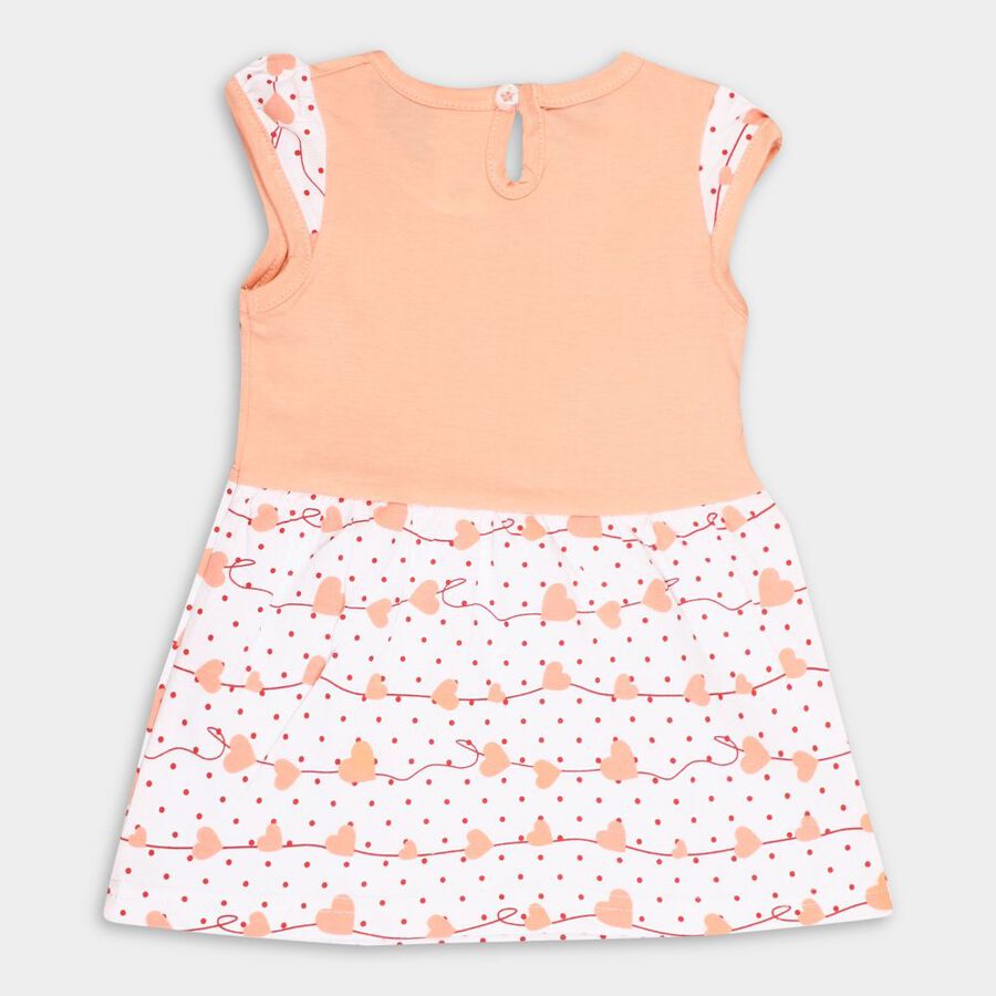 Infant Girl's Cotton Frock, Peach, large image number null