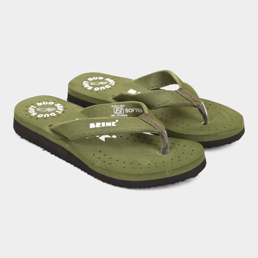 Ladies' Print Sliders, Olive, large image number null