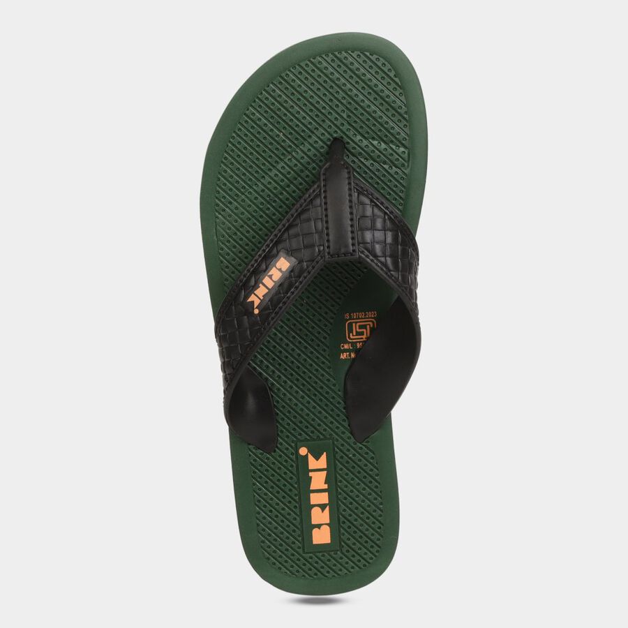 Mens Printed Flip Flops, Green, large image number null