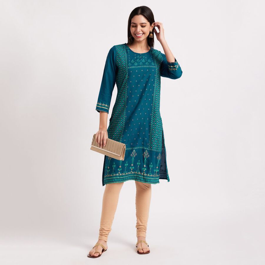 Ladies' Kurta, Teal Blue, large image number null