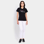 Ladies' Round Neck T-Shirt, काला, small image number null