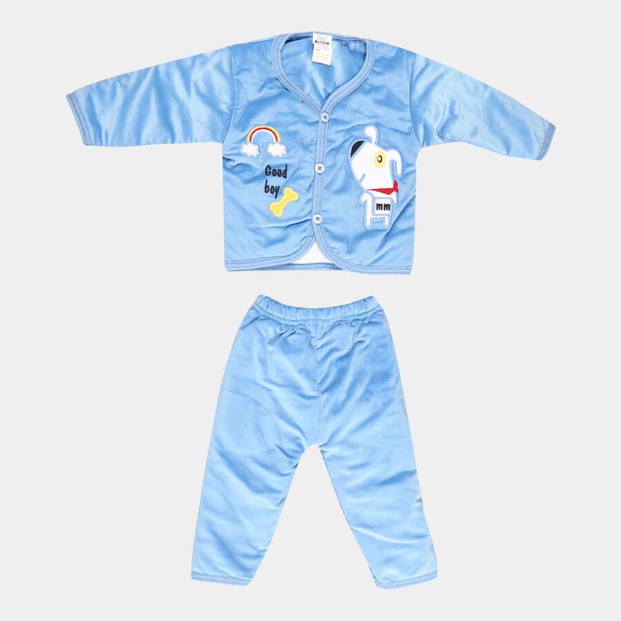 Infant Boy's Cotton Baba Suit, Mid Blue, large image number null