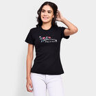 Ladies' Round Neck T-Shirt, काला, small image number null