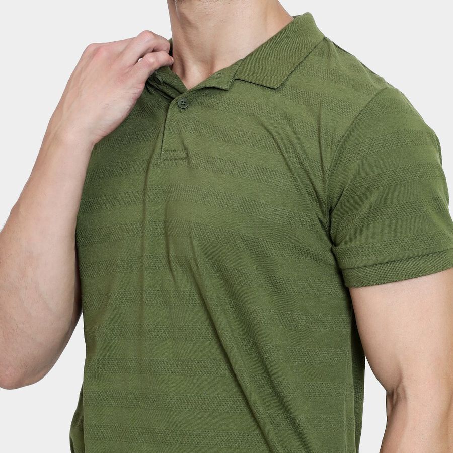 Men's Collared Half Sleeves T-Shirt, ओलिव, large image number null