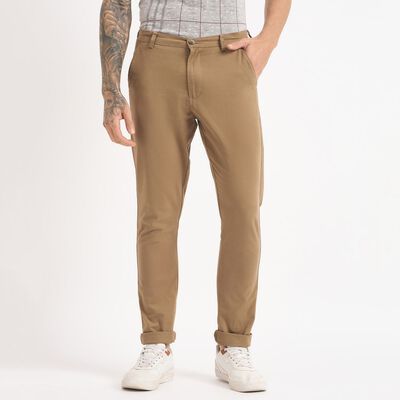 Men's 100% Cotton Slim Fit Casual Trousers