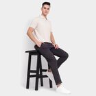 Men's Slim Fit Casual Trousers, गहरा ग्रे, small image number null