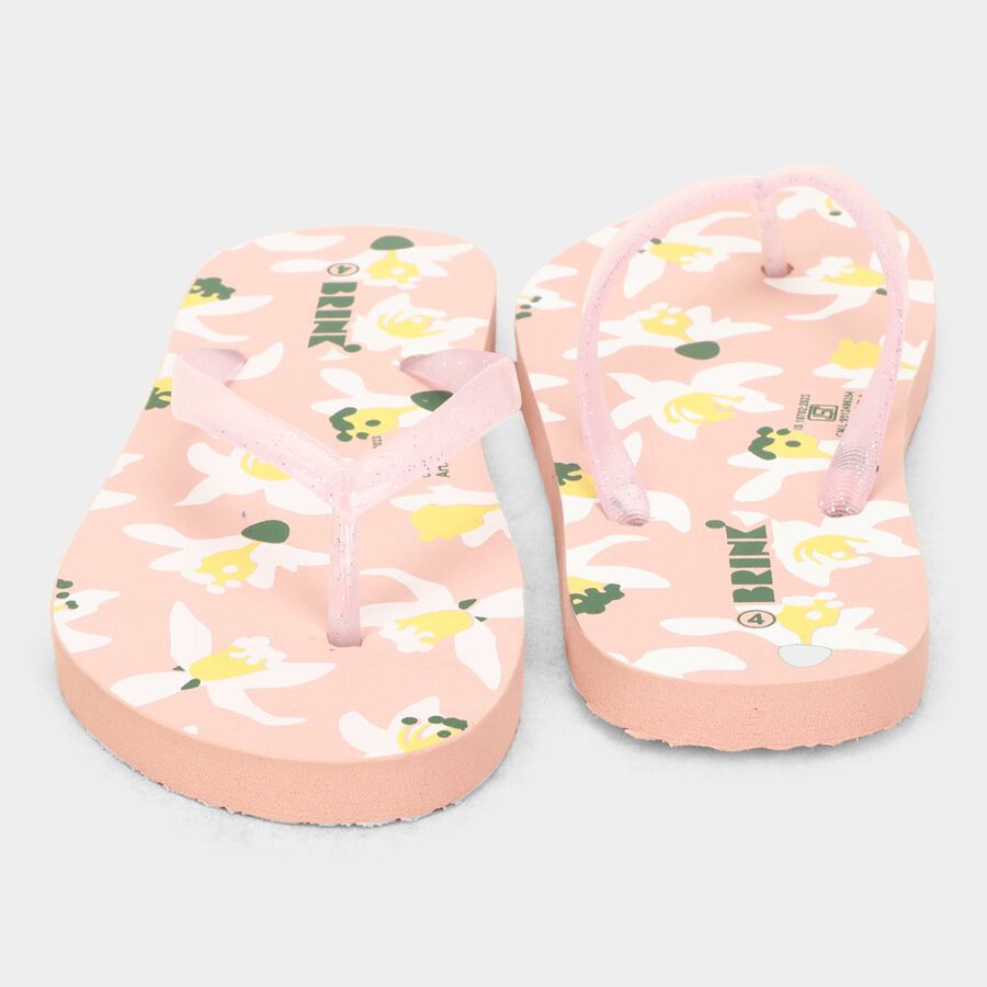 Womens Printed Sliders, Peach, large image number null