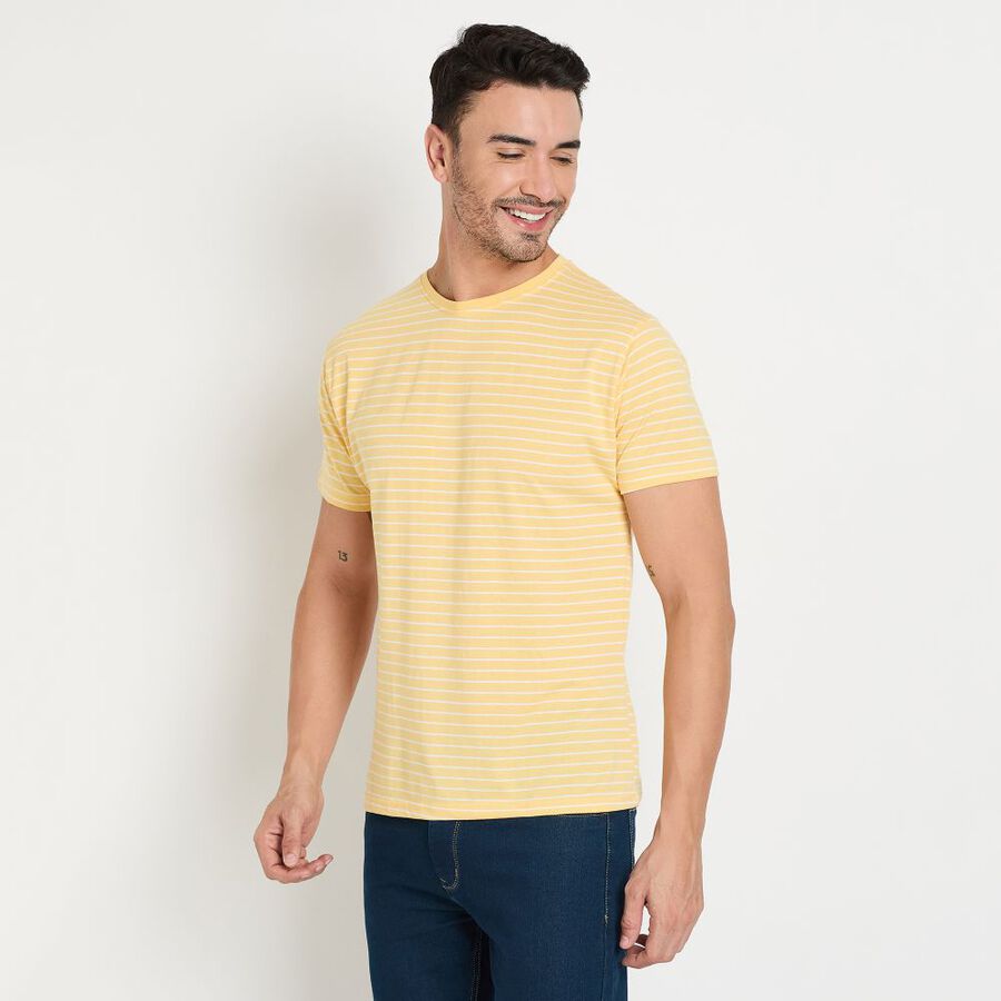 Men's Round Neck Half Sleeves T-Shirt, Yellow, large image number null