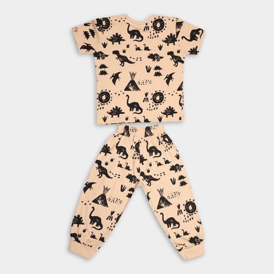 Boys' Cotton Night Suit, Beige, large image number null